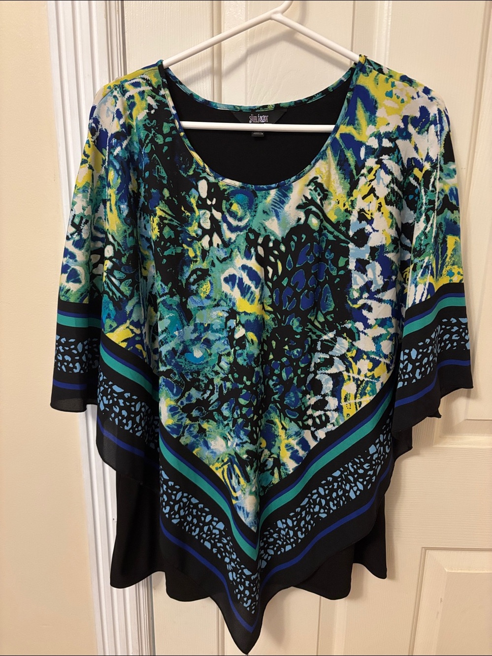 Investments Blue Green Yellow Abstract Border Tunic